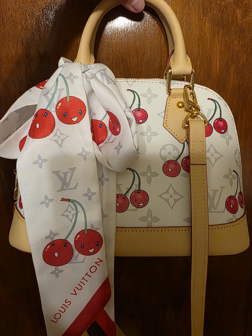 VIP Bag Only Bought From Italy White Cherry Alma BB Leather Satchel